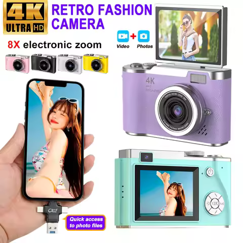 4K Digital Camera 48MP Kid Camera Autofocus Vlogging Camera 2.4inches Flip the screen 180 ° for Kid 