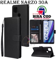 REALME NARZO 30A  FLIP LEATHER CASE PREMIUM-FLIP WALLET CASE KULIT UNTUK REALME NARZO 30A - CASING D