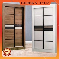 [Siap Pasang] Eureka Hauz 3 FT Sliding Wardrobe / 3 Kaki Almari Baju Sliding Door 2 Sliding Doors - 