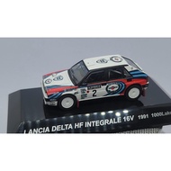 Cm's 1/64 Blue Qiya LANCIA DELTA HF INTEGRALE 16V 1991 1,000Lakes 1/64 Alloy Car Model, with Base, B