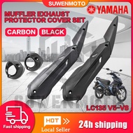YAMAHA LC135 V5 V6 V7 V8 EXHAUST MUFFLER PROTECTOR END CAP COVER SET EKZOS COVER CARBON & BLACK
