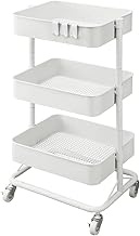 Iris Ohyama KWG-HA Kitchen Wagon with Hook, Adjustable Shelf Height, Slim Depth, Load Capacity 44.1 