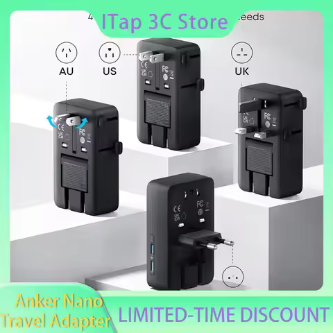 Anker Nano Travel Adapter 5-Port Power Adapter Fast Charging Plug Adapter Compact Compatible with US