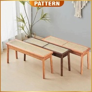 PATTERN 3 Seater Solid Wood Rattan Bench Chair / Rattan Dining Chair