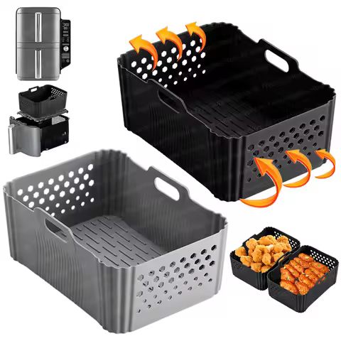 Air Fryer Mold for Ninja Double Stack XL SL400 SL401 AF400 Reusable Silicone Baking Tray for 7.6L-9.