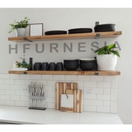 KAYU Teak wood shelf/kitchen shelf/flower shelf/stick-on hanging shelf/iron spice shelf/pine wood sh