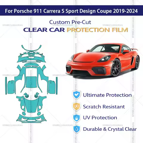 For Porsche 911 Carrera S Sport Design Coupe 2019-2024 Pre-Cut Paint Protection Film PPF Transparent
