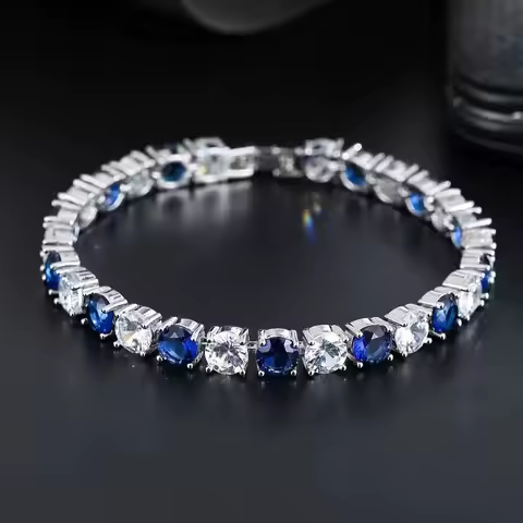 Decent Gift 4MM Zircon Bracelet 16CM-23CM Light Luxury Fashion PT950 Platinum For Man and Women, ele