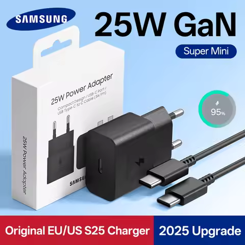 New GaN Samsung 25W PD Charger 20W Type C Adapter 5A USB C Wall Charge Galaxy S25 S24 A55 Z Fold 7 F