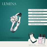 [Lumena] Halo 1.0 Carat Moissanite Diamond Adjustable White Gold Plated 925 Silver Ring