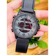❡Men's Fossil Nate Analog-Digital Black Leather Strap Watch JR1520