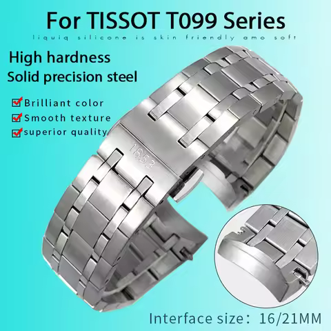 Watch accessories 16mm 21mm for Tissot 1853 T099 Stainless Steel Strap T099407 T099207 Men Woman Bus