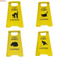 SFBSF Cat Vomit Sign, Funny Bright Yellow Dog Vomit Sign,  Unique Design Gift Warning Sign Desk Deco
