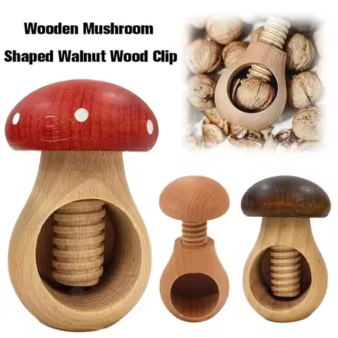 Wooden Nutcracker Mushroom Shaped Nut Sheller Walnut Plier Pecans Walnut Opener Plier for Pecans Wal