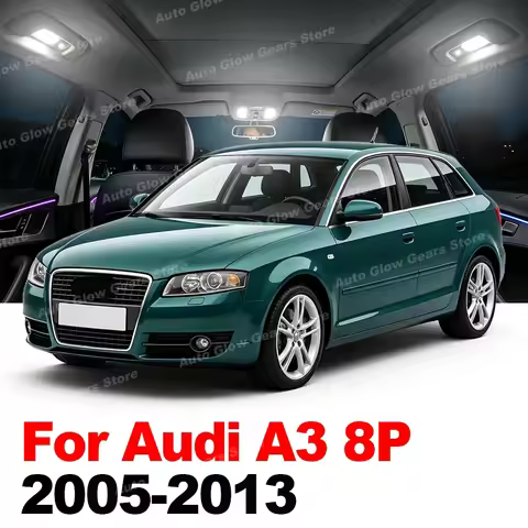 12PCS LED Interior Light Bulbs Kit For Audi A3 8P 2005-2013 Replacement Lamps 6000K Bright 12V Plug&