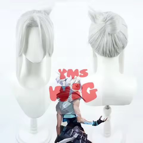 New Game Valorant Jett Cosplay Wig Silvery White Cosplay Wig Halloween Heat Resistant Women Cosplay 