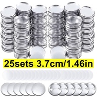 25Set 3.7cm/1.46in Round Button Parts Kit - Tinplate Tops & Plastic Clips with Film for DIY Button Z