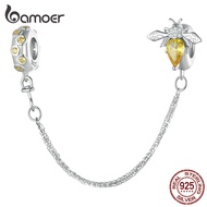 Bamoer 925 Sterling Sliver Charms Beads Safety Chain Bee Design Diy For Bracelet Gifts For Women Bsc