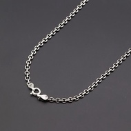 Oxidized 925 Silver rolo chain necklace men jewelry 925 เงิน 925 สร้อยคอโซ่ rolo เครื่องประดับผู้ชาย