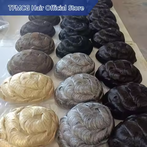 Men Toupee Customized 100% Human Hair Durable Male Hair Prosthesis Toupee Men 6" Hair Replacement Sy