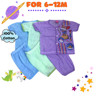 Newborn Baby 6-12m Eyelet Pyjamas Sleepwear Day Wear Boy Girl Clothing Set Baju Tidur Lubang-lubang Baby Pakaian Harian