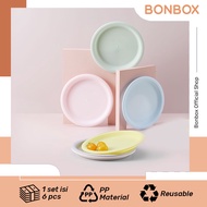 BONBOX Piring Plastik Set Isi 6 Pcs Microwave Plastik BPA Free Reusable Warna Warni IKEA High Qualit