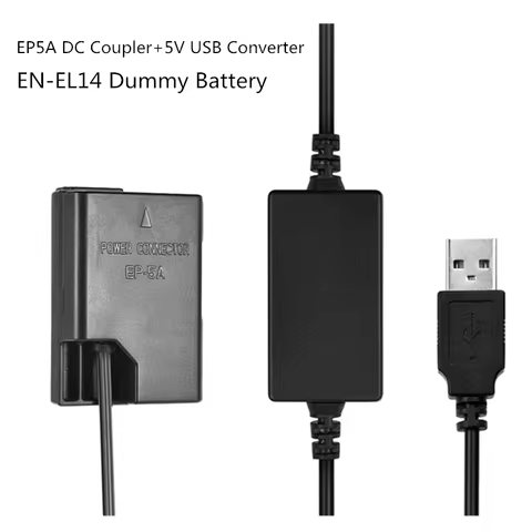 USB Adapter Charging Cable EN-EL14 Dummy Battery EP-5A DC Coupler for Nikon P7000 P7800 D5500 D5600 