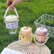 [DWCORNER] Double Straw Cup | Cute Patterned Glass 350ML | Cute HoHo Motif Cup