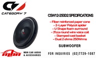 CSW12-250 Dual 2 ohms 12'' Subwoofer Category 7, 250Wrms Max Power 500w 1pc // CSW15-500 Dual 4 ohms 15" Subwoofer Category 7, 500Wrms and 1000w max power 1 pc