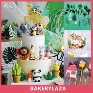 Little Cute Zoo Animal Safari Lion Giraffe Elephant Rabbit Fox Trees Plant House Rainbow Cake Decora