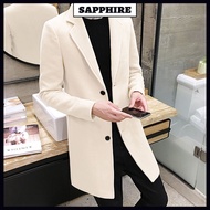 【High Quality】❀ Jaket Lelaki Quality Cotton Autumn and winter mid-length woolen coats men's Korean v
