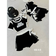 CROPTOP SET 13DE MARZO BLACK AND WHITE BEAR 2 piece set women korean