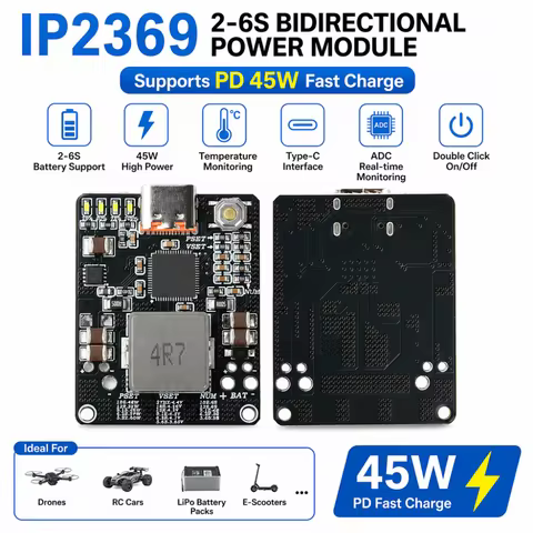 IP2369 2-6S Bidirectional High-Power Battery Charge/Discharge Module PD 45W Buck-Boost Fast Charging