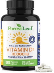 Vitamin D3 10000IU - Bone Health and Immune Support - Small Easy to Swallow Capsules - Non-GMO Glute