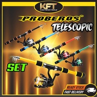 KFT Proberos Telescopic Protable Spinning Fishing Rod Reel Set Carbon Joran Pancing Mancing Mesin Udang UL