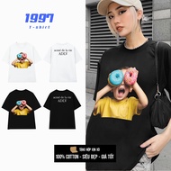 Adlv 2-way cool female t-shirt with cute hole-held donut t-shirt ADLV007