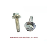[READY STOCK] HEX BOLT WITH WASHER (M6 X 1.0 X 26mm)