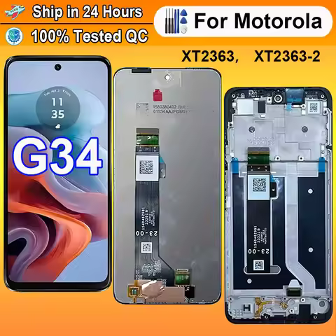 Screen For Motorola Moto G34 XT2363, XT2363-2 LCD Display, with frame Touch Digitizer Assembly For M