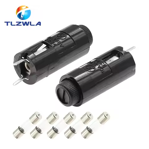 5PCS 5X20MM Fuse Holder R3-24 Fuse Holder 10A250V PCB Panel Mounting High Temperature Resistance Bak