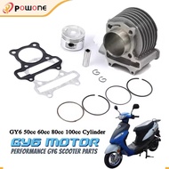 GY6 125/ Kymco Super 8 125 CYLINDER BLOCK COMPLETE WITH PISTON KIT TOP GASKET C110 GY6-125 52.4mm