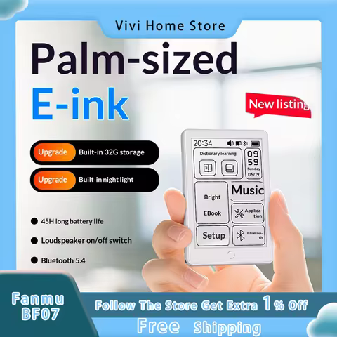 Fanmu BF07 Ink Screen MP3 Player E-Reader 32GB Bluetooth 5.4 Night Light 45H Playback Lossless Music