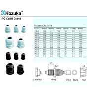 KOZUKA CABLE GLAND WHITE PG7 PG9 PG11 PG13.5 PG16 PG19 PG21 (10PCS/PACK)