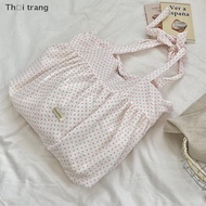 SEHENA Pleated Skirt Tie Shoulder Bag Sweet Womens Shopping Tote Bags Canvas Female Vest Bag Tote Ha