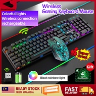 NEW✨2.4G Wireless Mechanical Gaming Keyboard Mouse Combo RGB Backlight Bluetooth Gaming Keyboard Mou