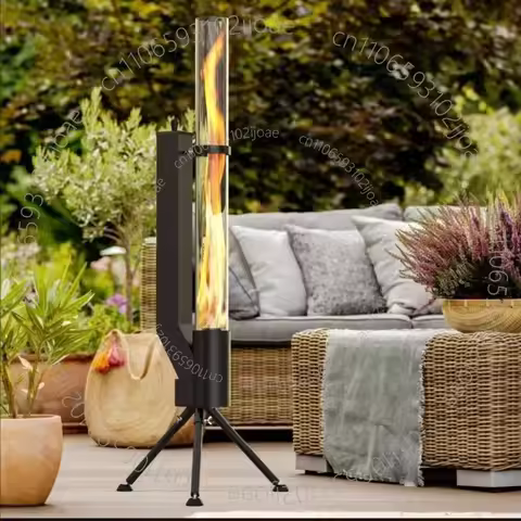 Vertical Wood-Burning Rocket Stove Rocket Barrel Patio Heater Outdoor Camping Winter Pellet Stove He