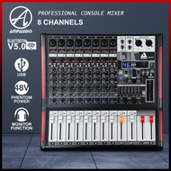 AmpAudio 8 Channel Console Mixer With DSP Monitor Phantom Power & Bluetooth Function