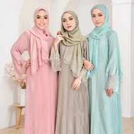 ❁Abaya pleated Allium dresses lace sleeves ABAYAS Muslim Jubah Muslimah Cantik abaya Premium baju raya Dubai Plus Size✶
