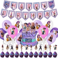 28Pcs Demon Hunter Birthday Party Balloon Set, Banner, Cake Toppers, for Kids Birthday Party