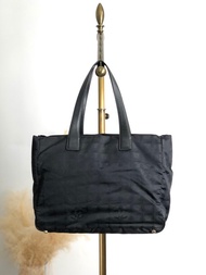 【 日本直送 名牌中古包 】CHANEL 香奈兒 康朋線 托特包 黑色 尼龍 vintage 古著 wd2eic