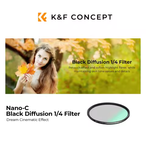 K&F CONCEPT Black Mist Diffusion 1/4 Filter (Nano-C Series) Mist Dreamy Cinematic Effect Filter 49/5